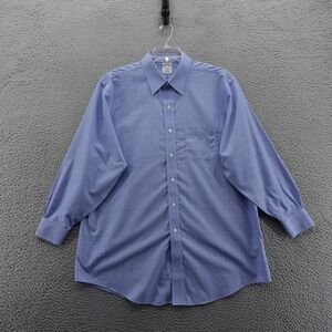 Brooks Brothers Regent Dress Shirt Size 17.5-2/3 Blue Plaid Mens Non Iron Cotton
